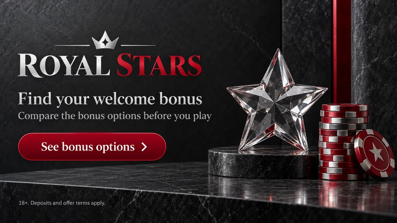 Royal Stars. Find your welcome bonus. See bonus options. 18+. Deposits and offer terms apply.